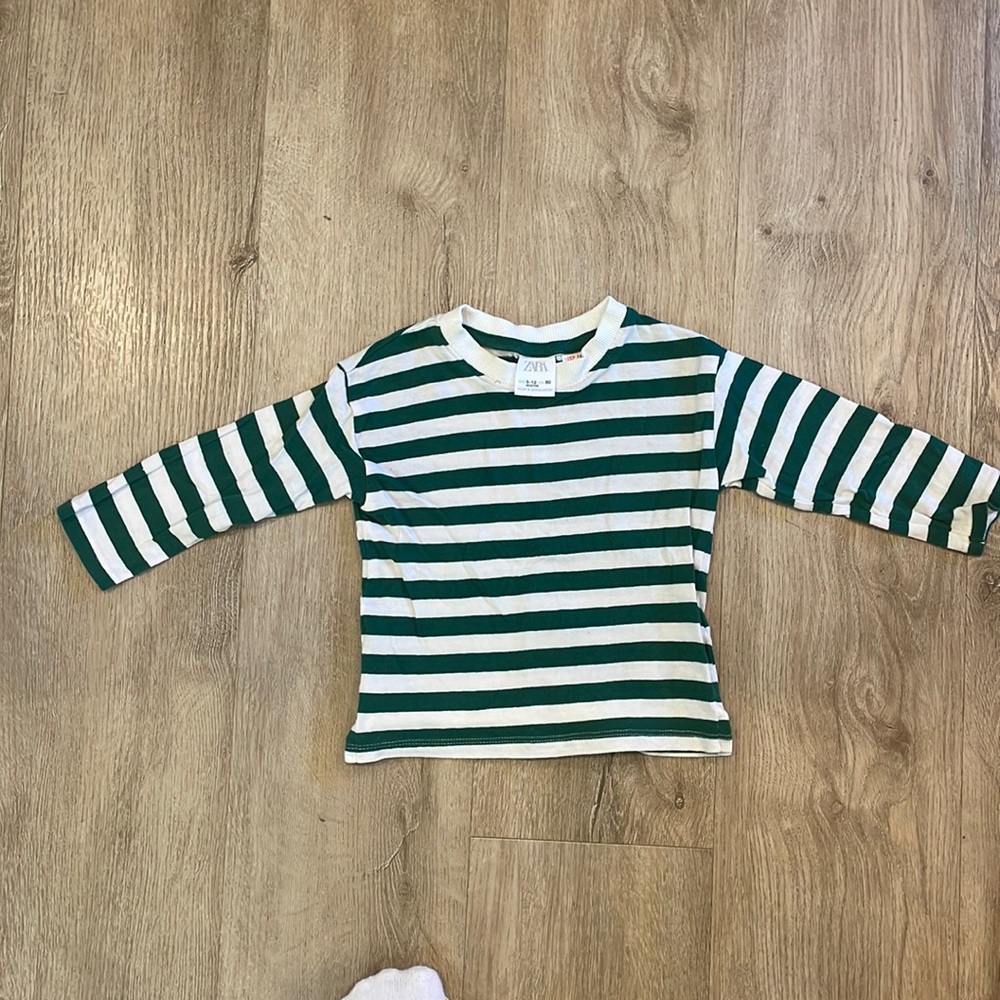 Zara green striped shirt